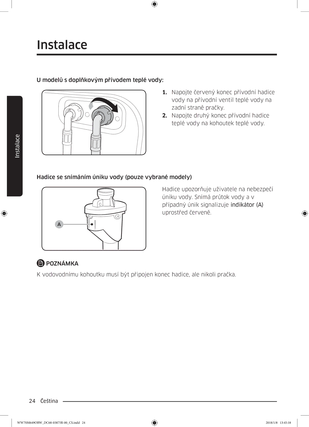 Samsung WW70M649OBW/ZE manual 24 Čeština 