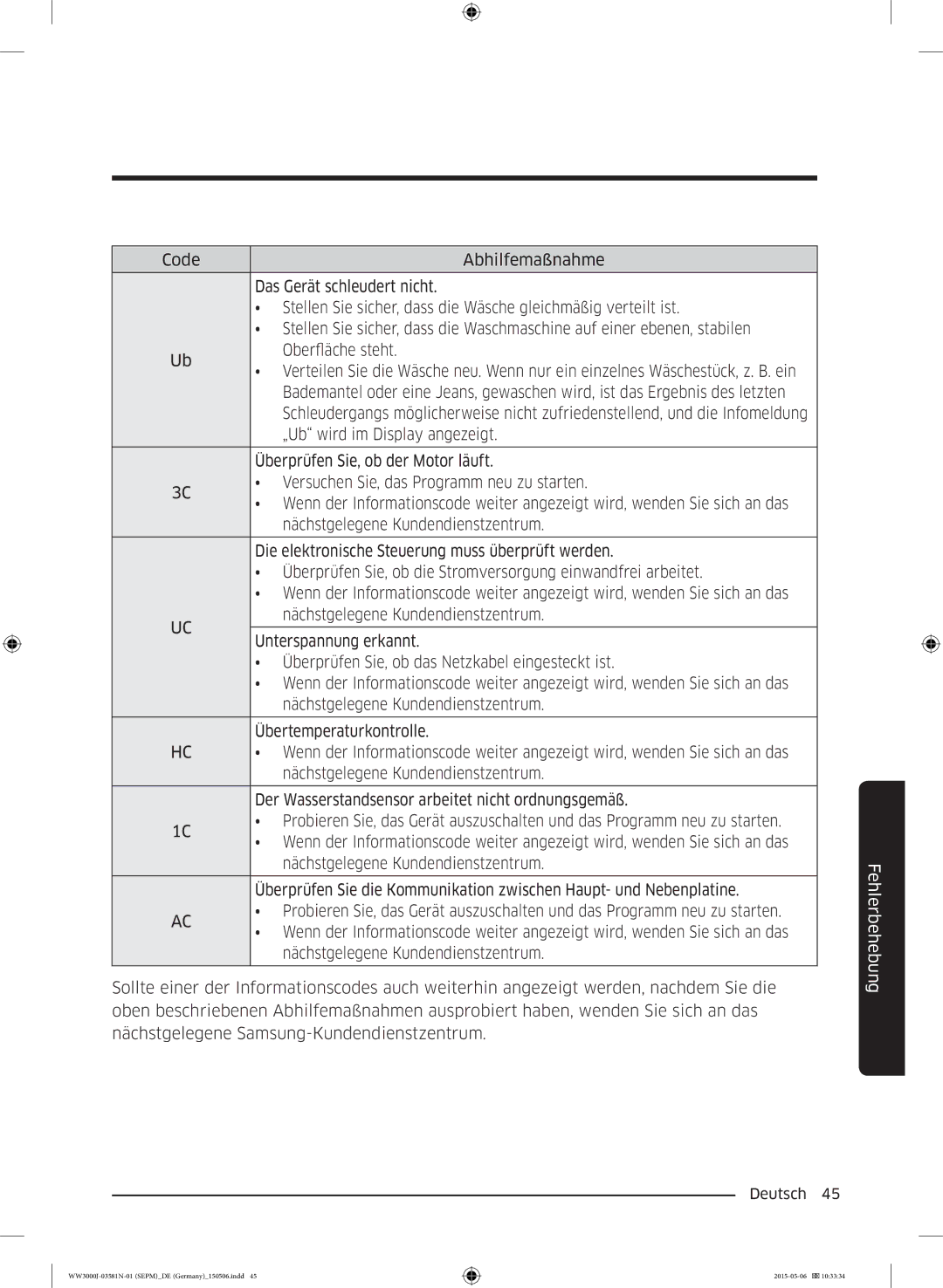 Samsung WW72J3470KW/EG, WW80J3470KW/EG, WW70J3473KW1EG, WW80J3473KW/EG, WW70J34D0KW/EG manual „Ub wird im Display angezeigt 