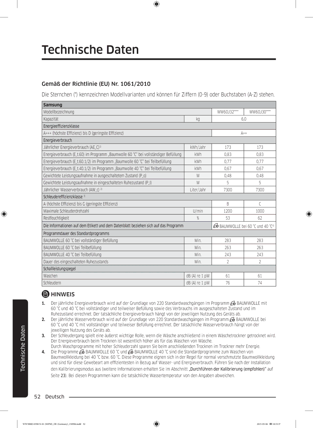 Samsung WW82J3470KW/EG, WW72J3470KW/EG, WW80J3470KW/EG, WW70J3473KW1EG, WW80J3473KW/EG, WW70J34D0KW/EG, WW60J3283LW/EG WW60J30 