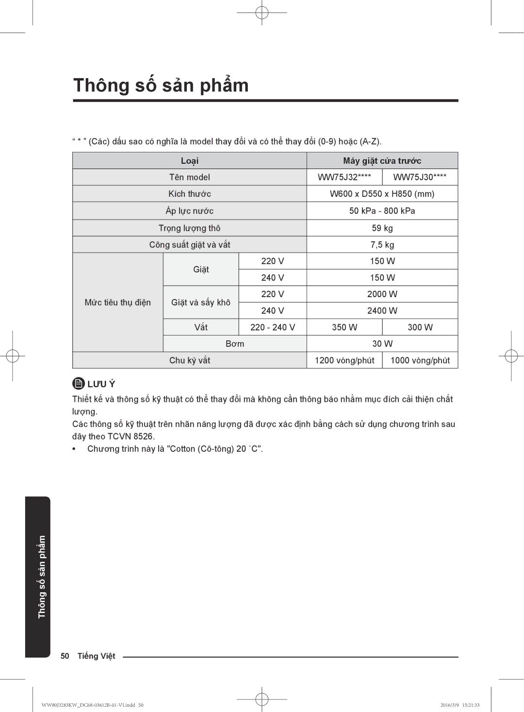 Samsung WW75J3283KW/SV, WW75J3083KW/SV, WW80J3283KW/SV, WW75J3283GS/SV manual Tên model WW75J32 