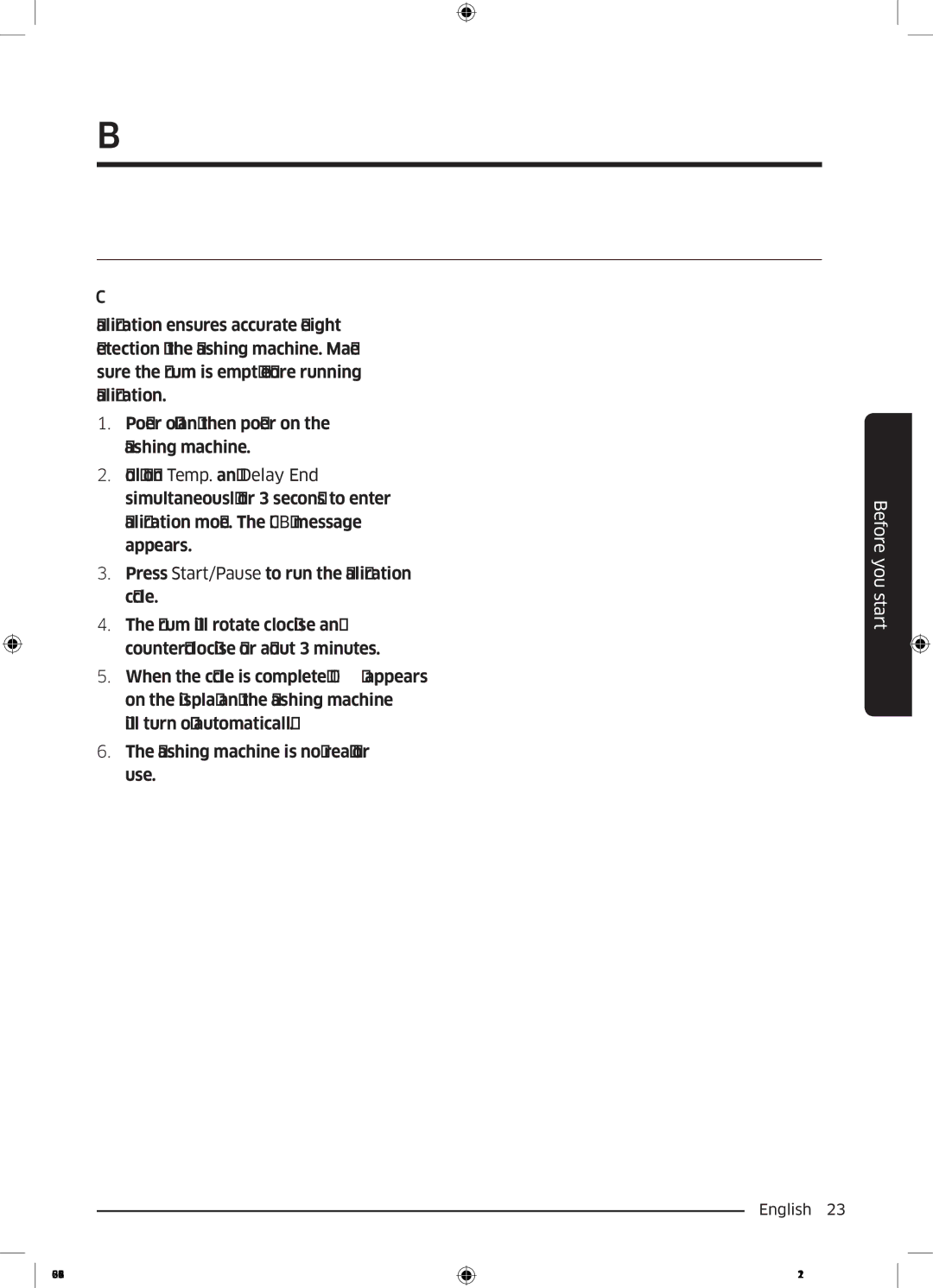 Samsung WW50J3063LW/YL, WW75J3263KW/YL, WW60J3063KW/YL manual Before you start, Initial settings 