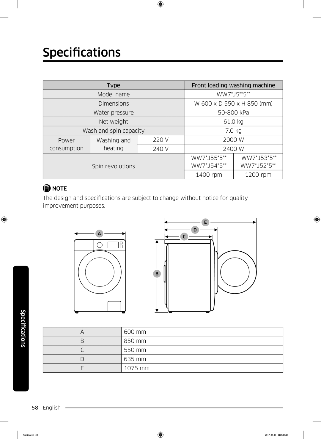 Samsung WW80J5355MW/EC, WW80J5355DW/EP, WW80J5355DW/EC, WW80J5355MW/EP, WW70J5355MW/EP, WW70J5355DW/EC, WW80J5555FX/EC 600 mm 