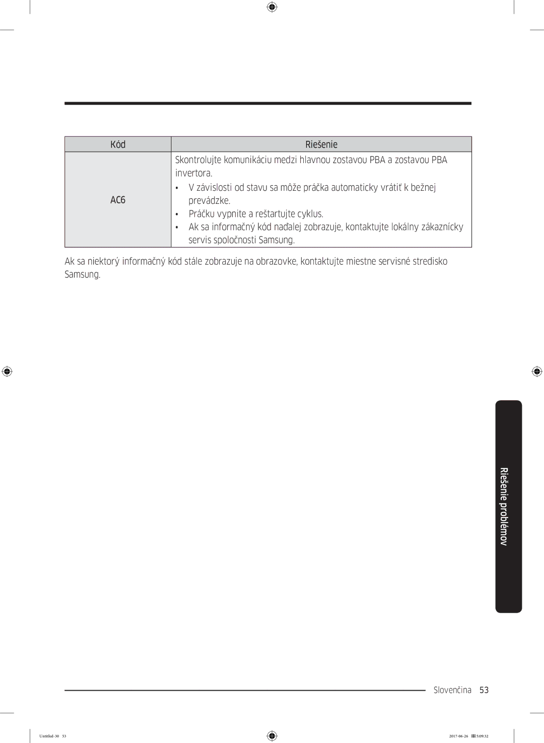 Samsung WW90J5446DW/ZE, WW80J5446FW/ZE, WW70J5446FW/ZE, WW70J5446EW/ZE, WW80J5446DW/ZE, WW70J5446DW/ZE manual Prevádzke 