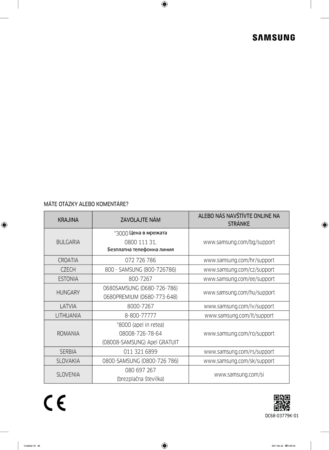 Samsung WW70J5446FW/ZE, WW80J5446FW/ZE, WW70J5446EW/ZE, WW80J5446DW/ZE Máte Otázky Alebo KOMENTÁRE? Krajina Zavolajte NÁM 