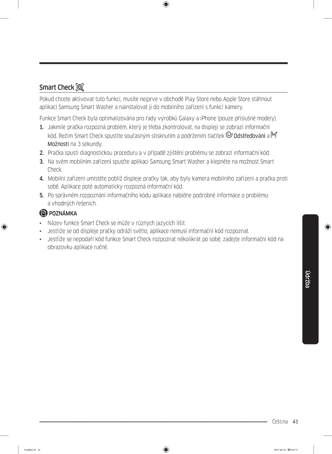 Samsung WW70J5446DW/ZE, WW80J5446FW/ZE, WW70J5446FW/ZE, WW70J5446EW/ZE, WW80J5446DW/ZE, WW90J5446DW/ZE manual Smart Check 