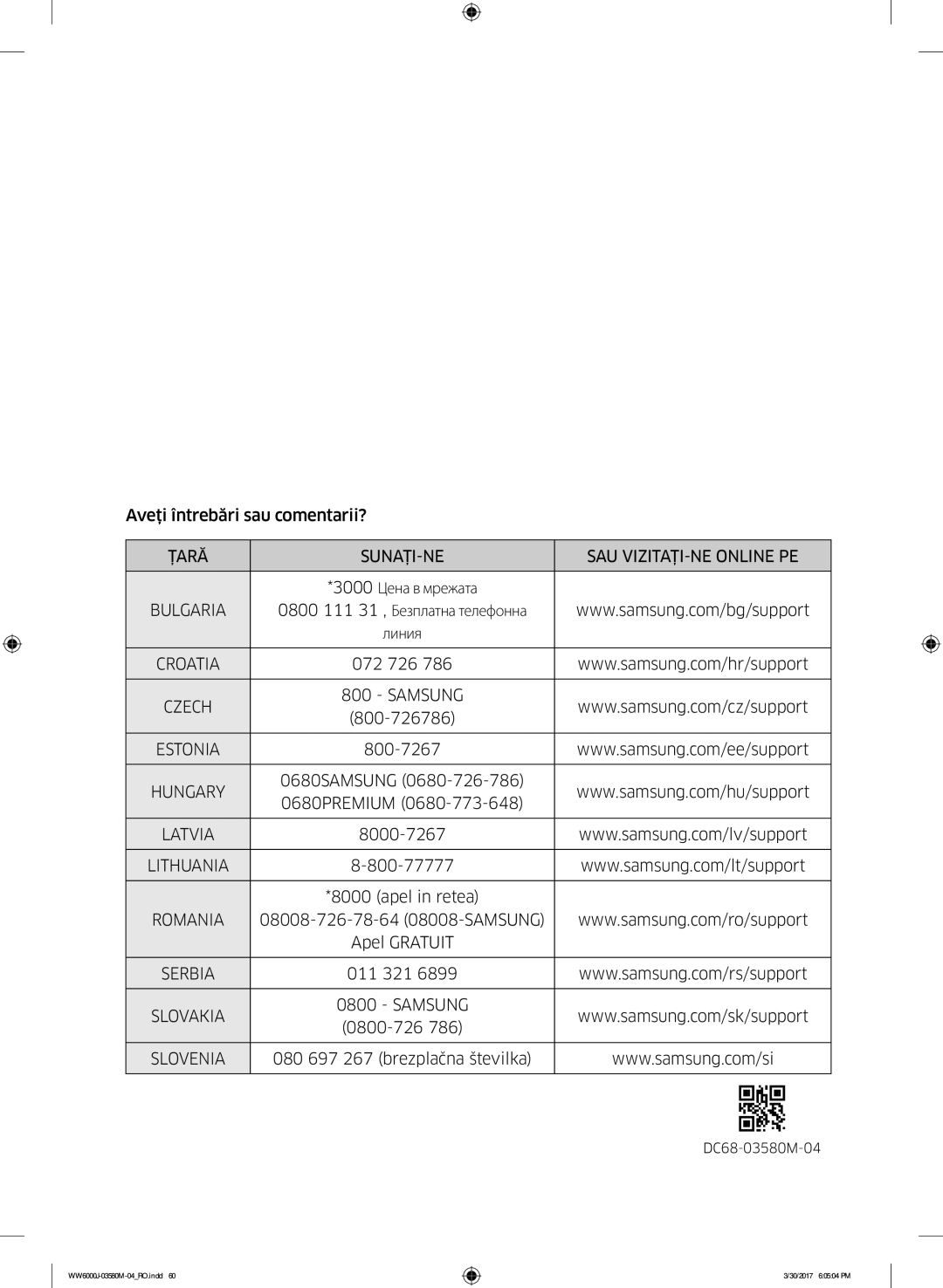 Samsung WW80J6410CW/LE Aveţi întrebări sau comentarii?, 072 726, 800-726786, 0680SAMSUNG 0680PREMIUM, 8000-7267, 011 321 