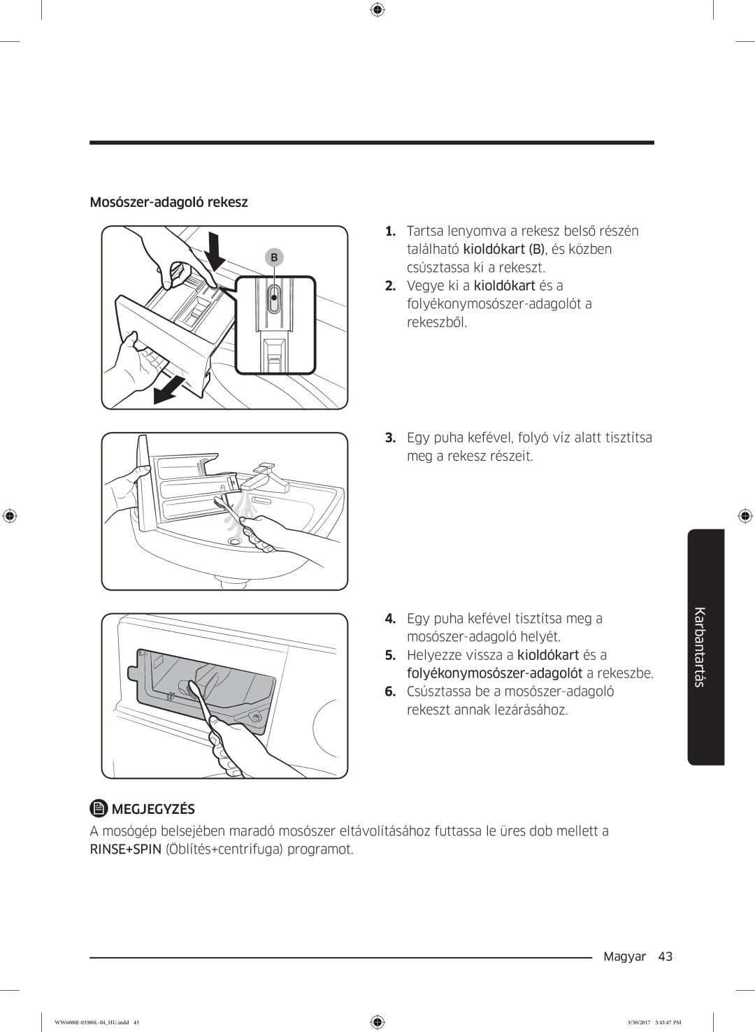 Samsung WW80J6413EW/LE, WW80J6410CW/LE manual WW6000J-03580L-04HU.indd 30/2017 54347 PM 