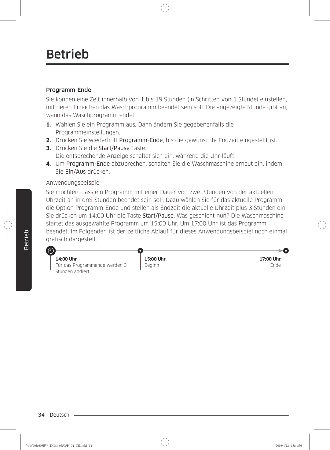 Samsung WW80J6603AW/WS manual Uhr 1500 Uhr 1700 Uhr 