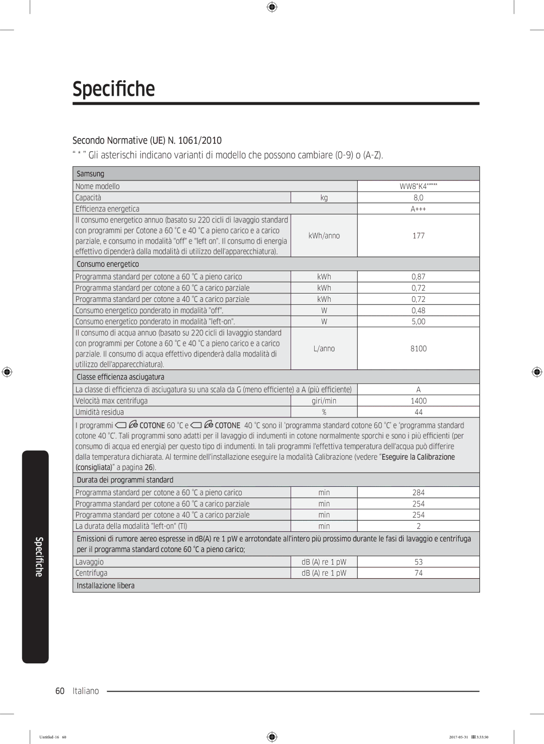 Samsung WW80K4430YW/ET, WW90K4430YW/ET manual 8100 