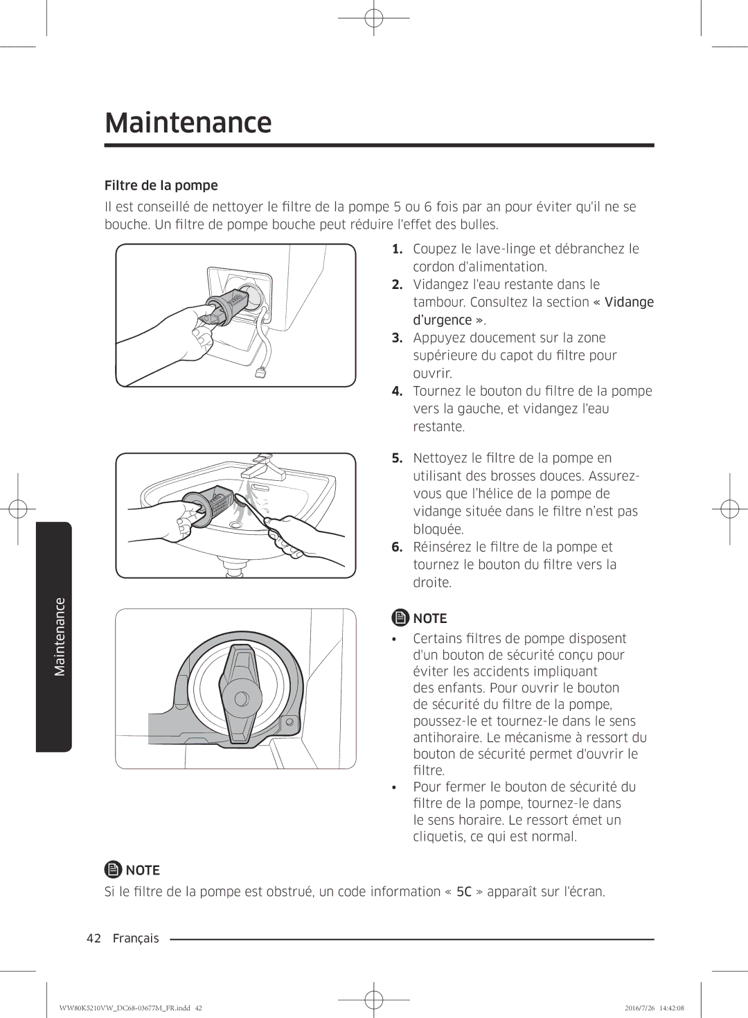 Samsung WW80K5210VW/EF manual Maintenance 