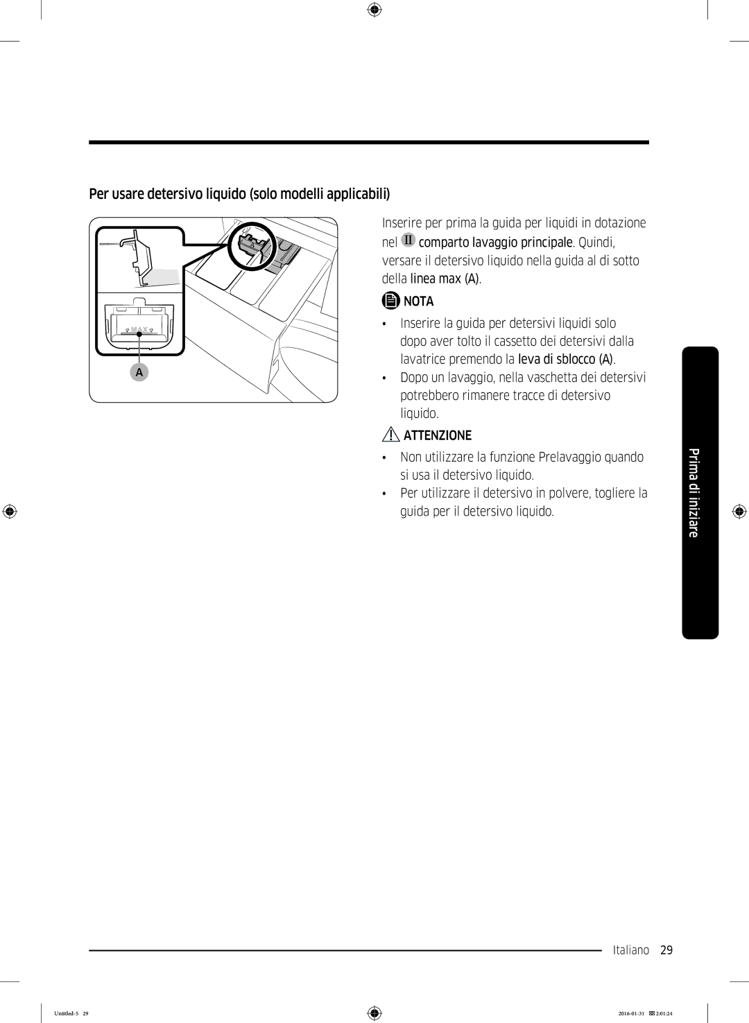 Samsung WW80K5400UW/EG, WW90K5400UW/EG, WW80K5400WW/EG manual Per usare detersivo liquido solo modelli applicabili 