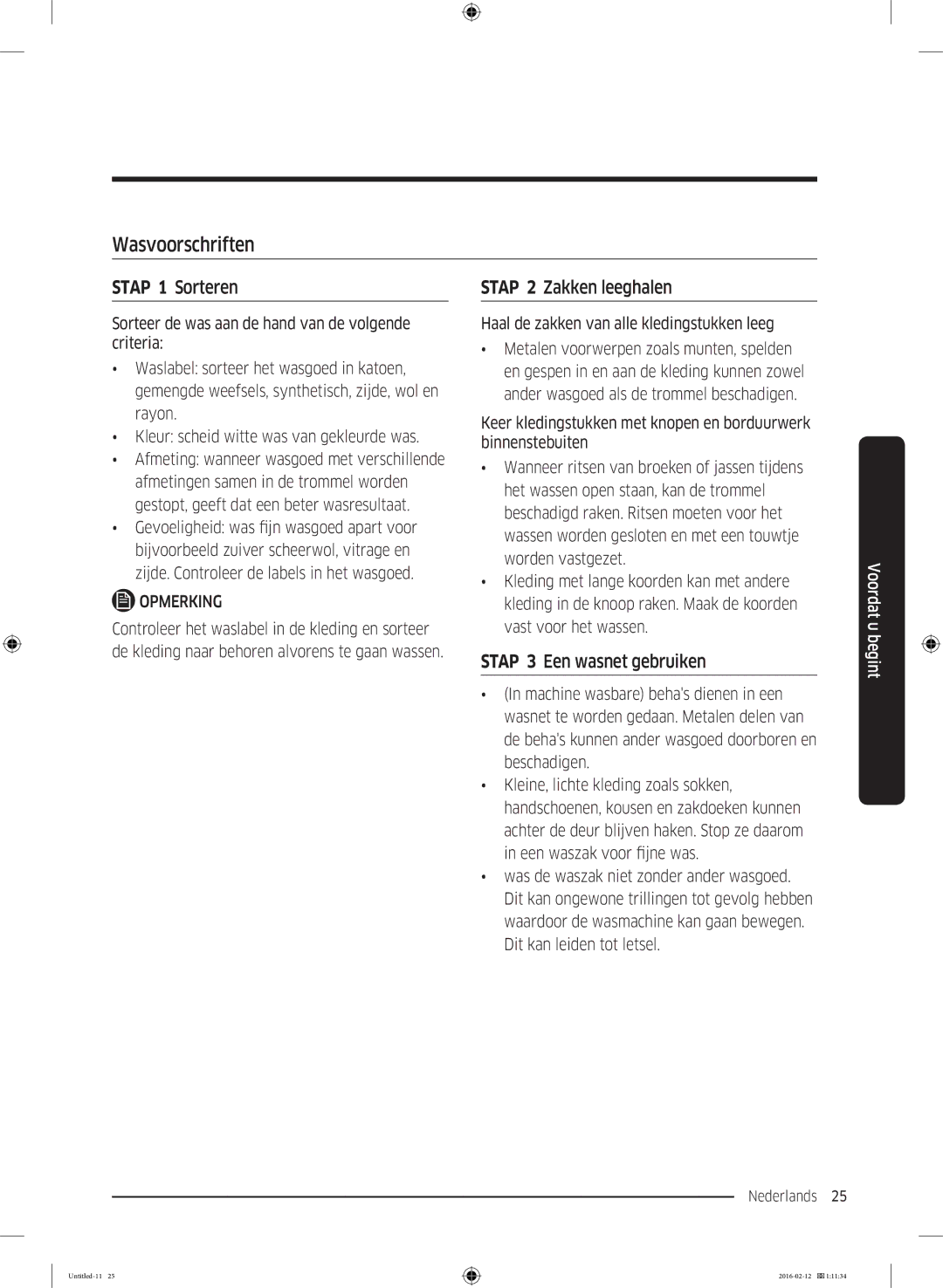 Samsung WW90K5400WW/EN, WW80K5400WW/EG manual Wasvoorschriften, Stap 2 Zakken leeghalen, Stap 3 Een wasnet gebruiken 