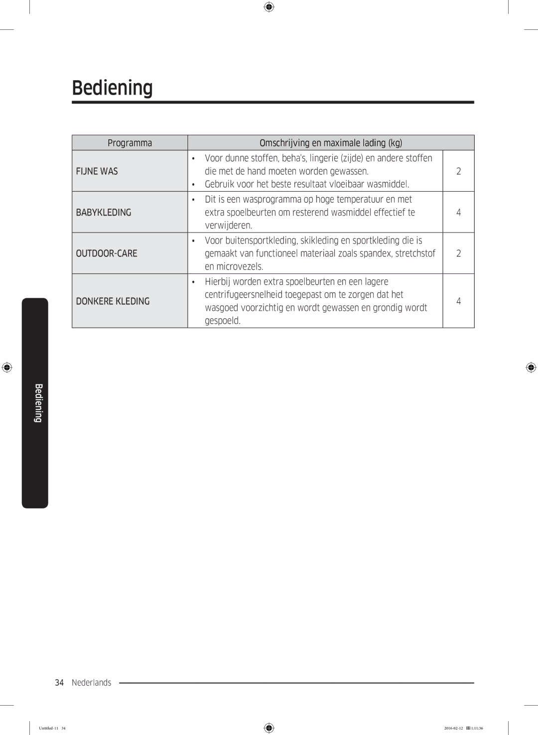 Samsung WW70K5400WW/EN, WW80K5400WW/EG, WW90K5400WW/EN, WW71K5400WW/EN, WW71K5400UW/EN, WW80K5400WW/EN manual Fijne WAS 