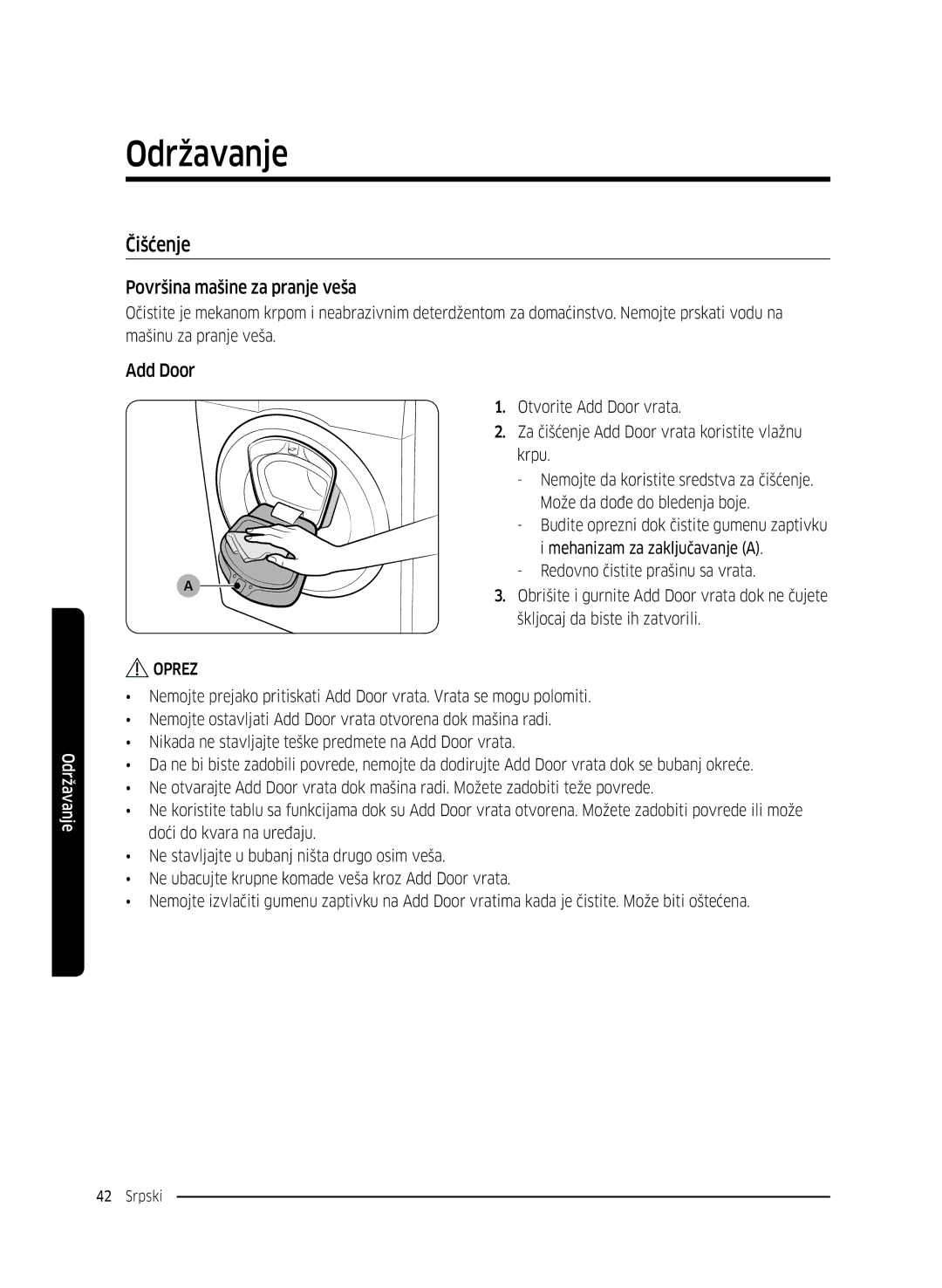 Samsung WW80K5410UW/EU, WW80K5410UW/EO, WW80K5410UW/LV, WW80K5210UW/LE manual Čišćenje, Površina mašine za pranje veša 