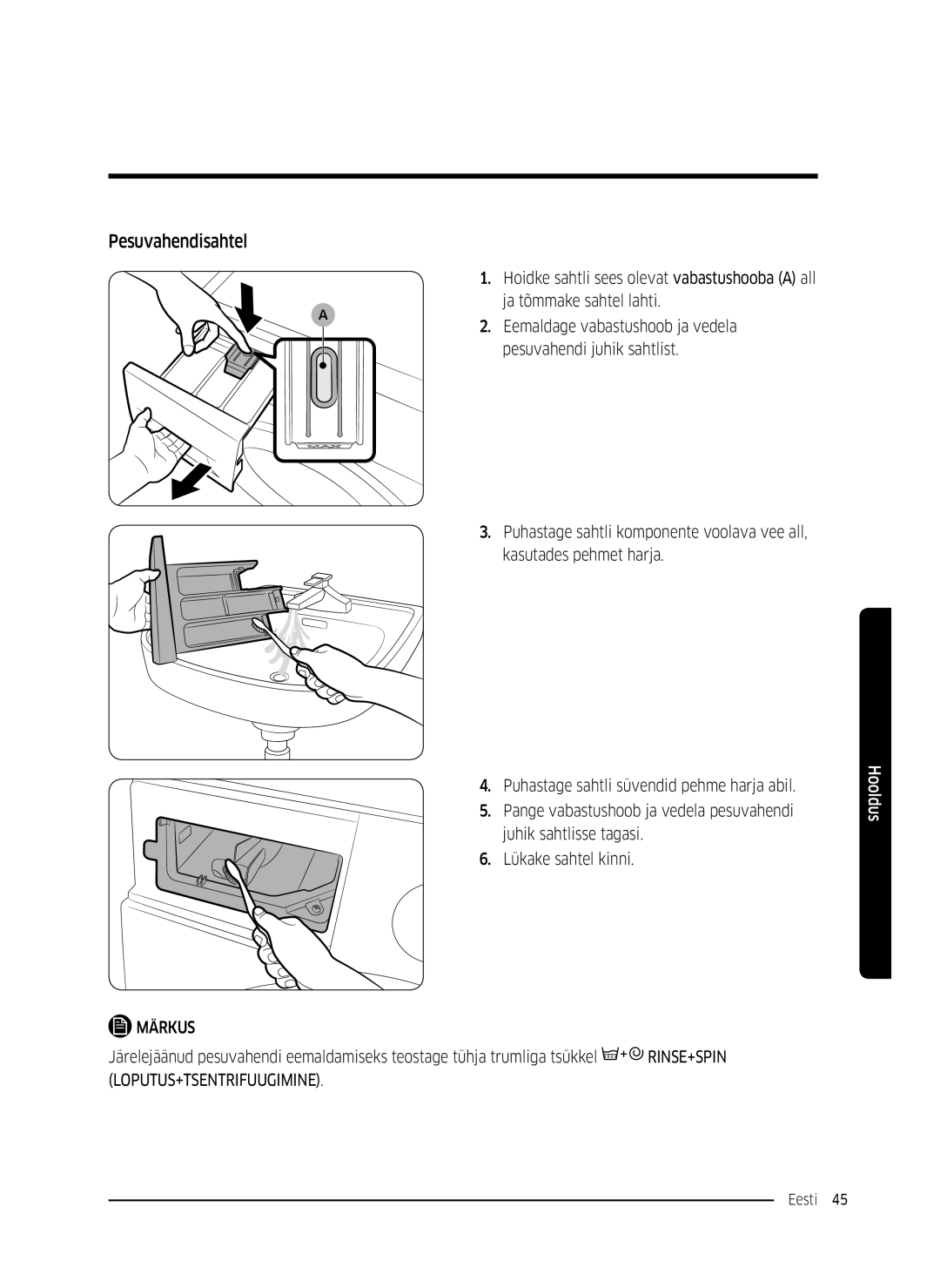 Samsung WW80K5410UW/EU, WW80K5410UW/EO, WW80K5410UW/LV, WW80K5210UW/LE, WW90K5410WW/LE, WW70K5410UW/LE manual Pesuvahendisahtel 