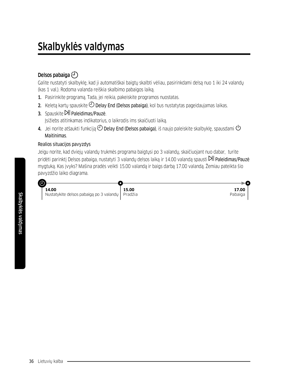 Samsung WW80K5410UW/EU, WW80K5410UW/EO, WW80K5410UW/LV, WW80K5210UW/LE, WW90K5410WW/LE, WW70K5410UW/LE manual Delsos pabaiga 