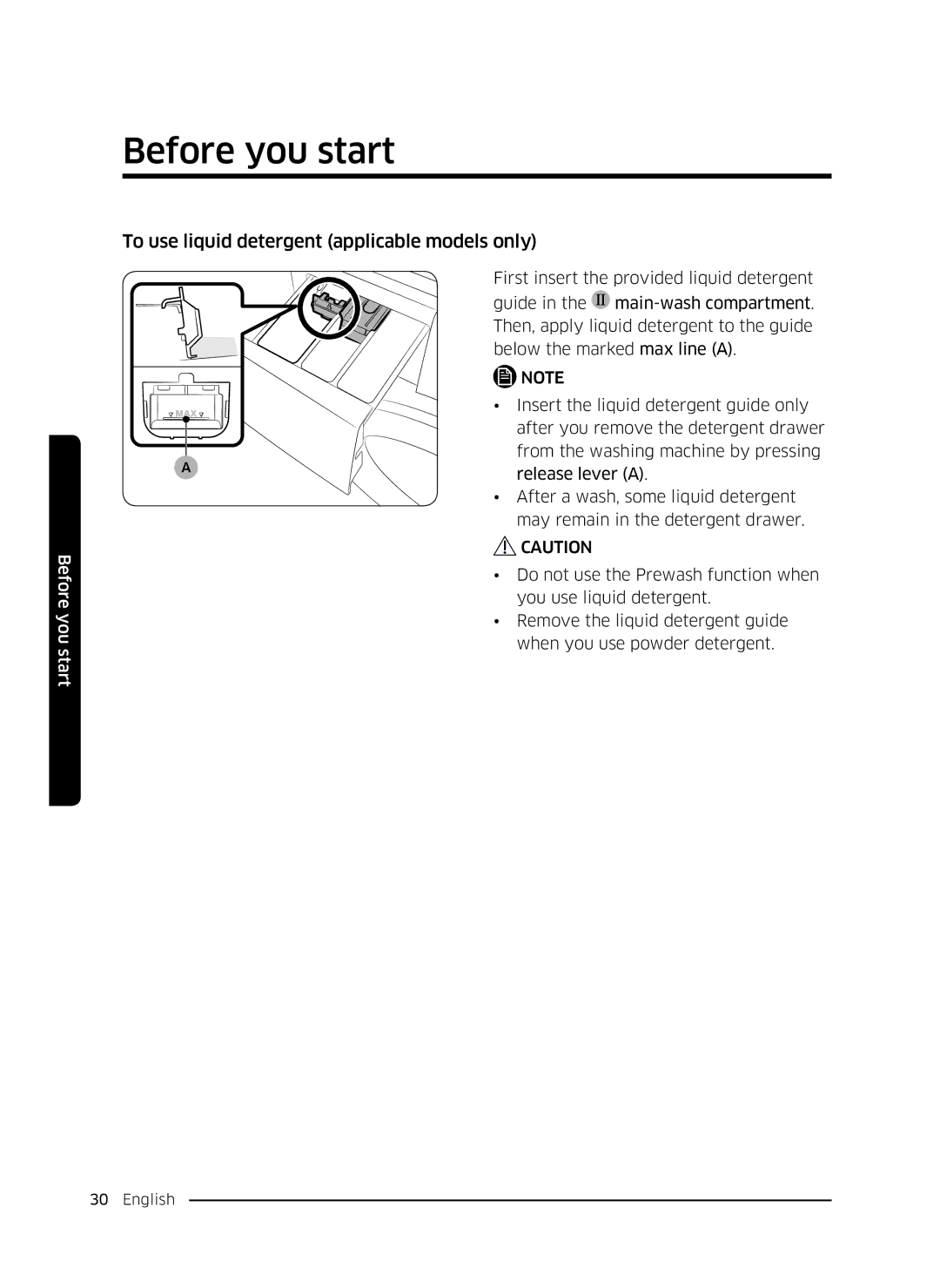 Samsung WW80K5410UW/LE, WW80K5410UW/EO, WW80K5410UW/LV, WW80K5210UW/LE manual To use liquid detergent applicable models only 