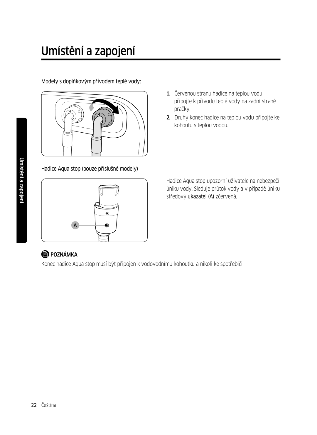 Samsung WW70K5410UW/LE, WW80K5410UW/EO, WW80K5410UW/LV, WW80K5210UW/LE, WW90K5410WW/LE, WW70K5210WW/LE manual 22 Čeština 