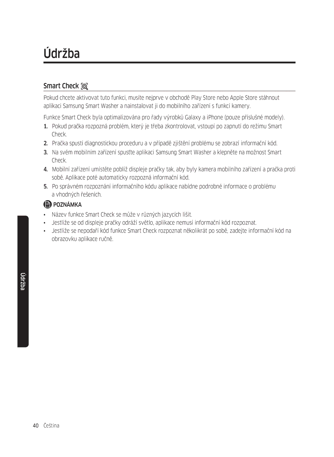 Samsung WW70K5410UW/LE, WW80K5410UW/EO, WW80K5410UW/LV, WW80K5210UW/LE, WW90K5410WW/LE, WW70K5210WW/LE manual Smart Check 