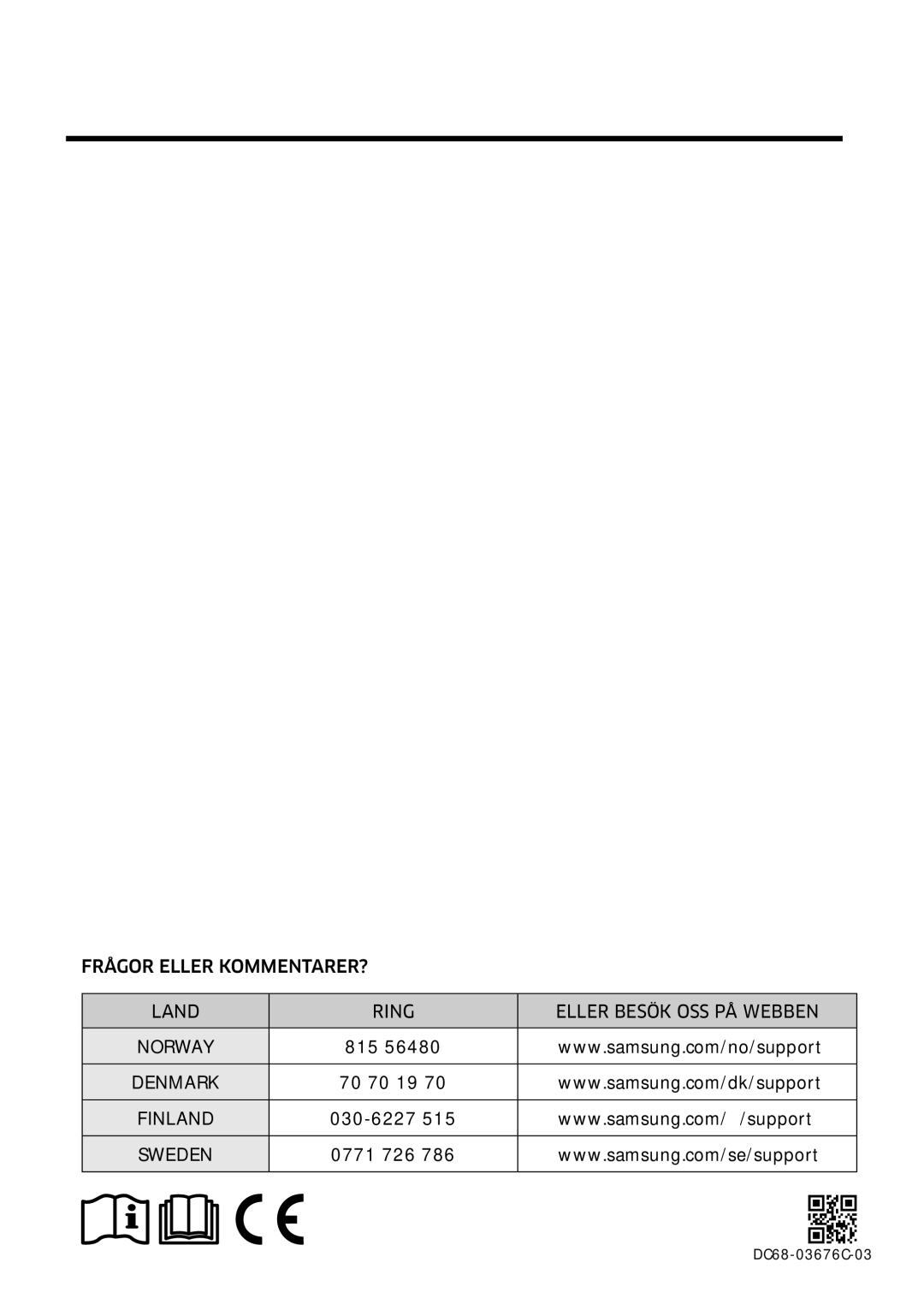 Samsung WW80K6604SW/EE, WW90K6604SW/EE, WW90K6604QW/EE, WW80K6604QW/EE manual Denmark 