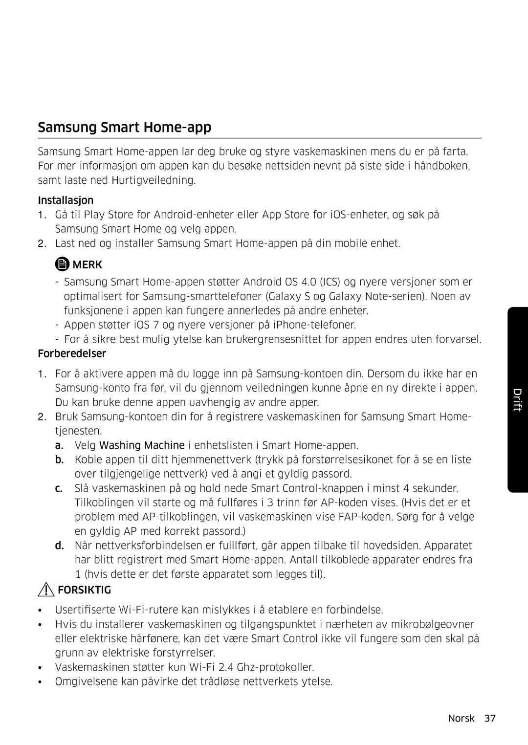 Samsung WW90K6604SW/EE, WW80K6604SW/EE, WW90K6604QW/EE, WW80K6604QW/EE manual Samsung Smart Home-app 