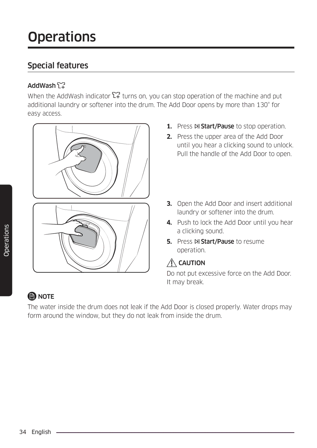 Samsung WW90K6604QW/EE, WW80K6604SW/EE, WW90K6604SW/EE, WW80K6604QW/EE manual Special features 