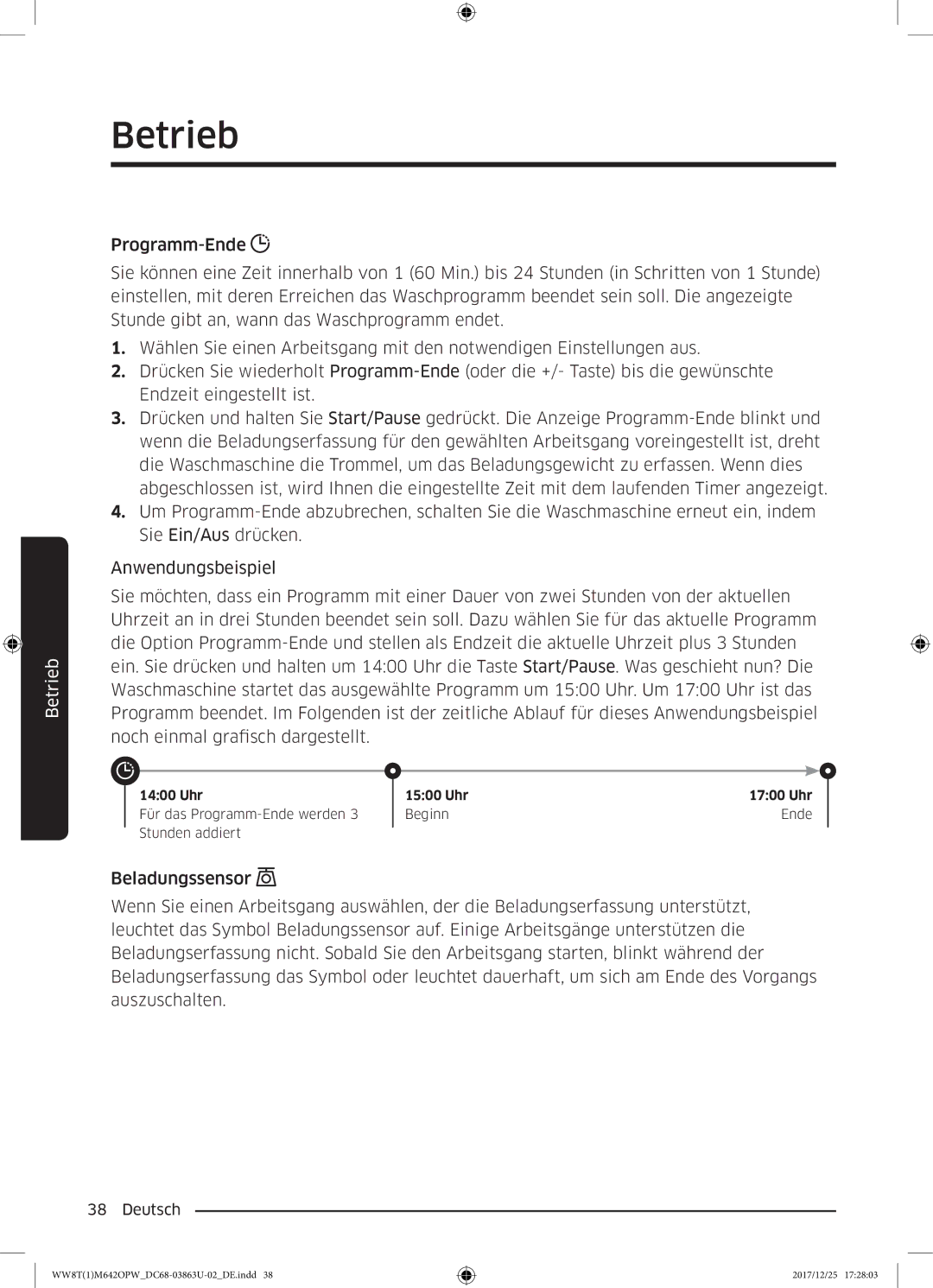 Samsung WW7XM642OPA/EG, WW80M642OPW/EG, WW8EM642OPW/EG, WW81M642OPW/EG, WW8TM642OPW/EG manual Uhr 1500 Uhr 1700 Uhr 