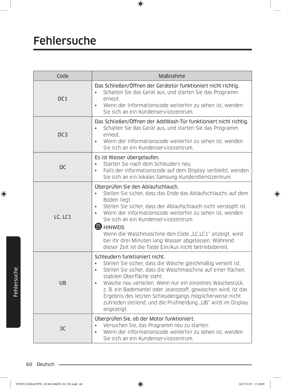 Samsung WW80M642OPW/EG, WW8EM642OPW/EG, WW81M642OPW/EG, WW7XM642OPA/EG, WW8TM642OPW/EG manual DC1, DC3 