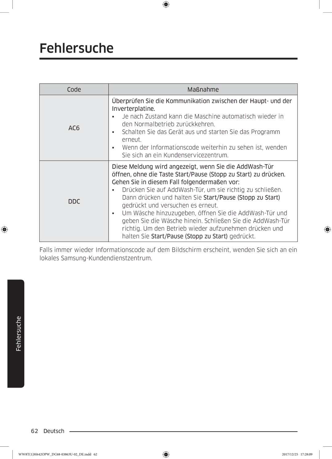 Samsung WW81M642OPW/EG, WW80M642OPW/EG, WW8EM642OPW/EG, WW7XM642OPA/EG, WW8TM642OPW/EG manual AC6 