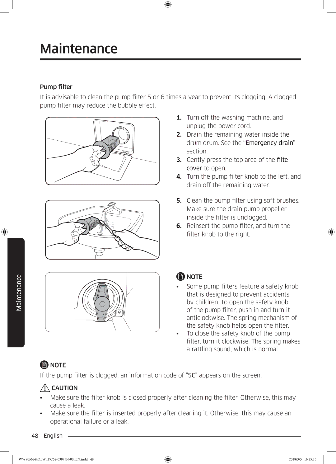 Samsung WW80M644OBM/KJ manual Maintenance 