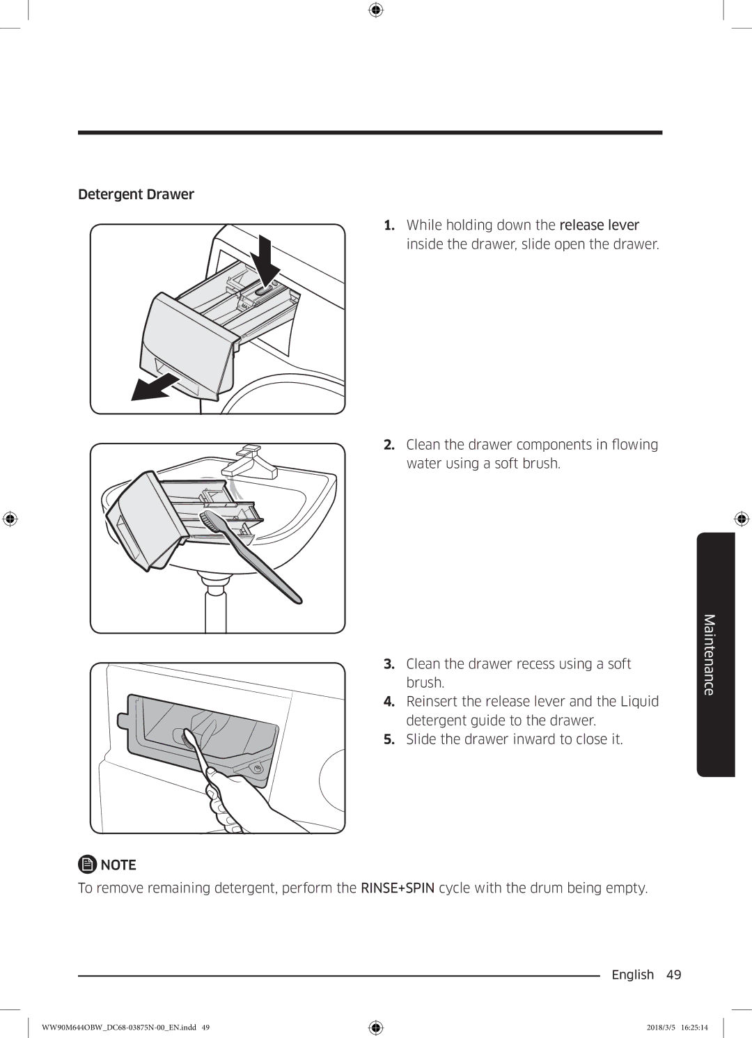 Samsung WW80M644OBM/KJ manual Maintenance 