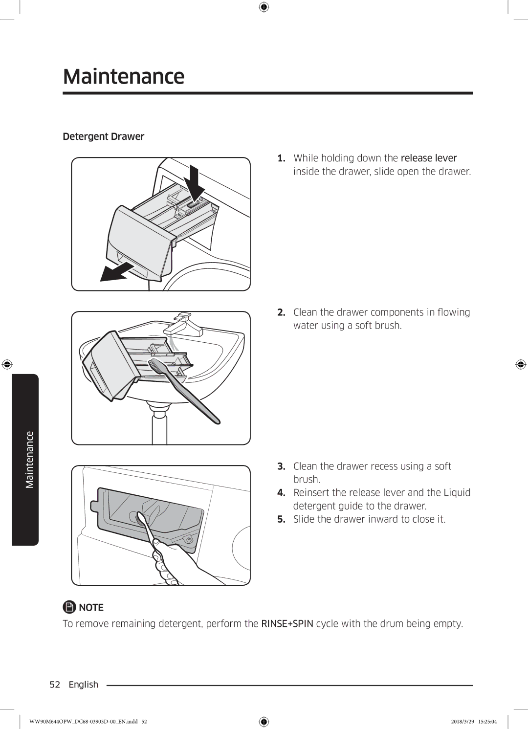 Samsung WW80M644OPM/KJ manual Maintenance 