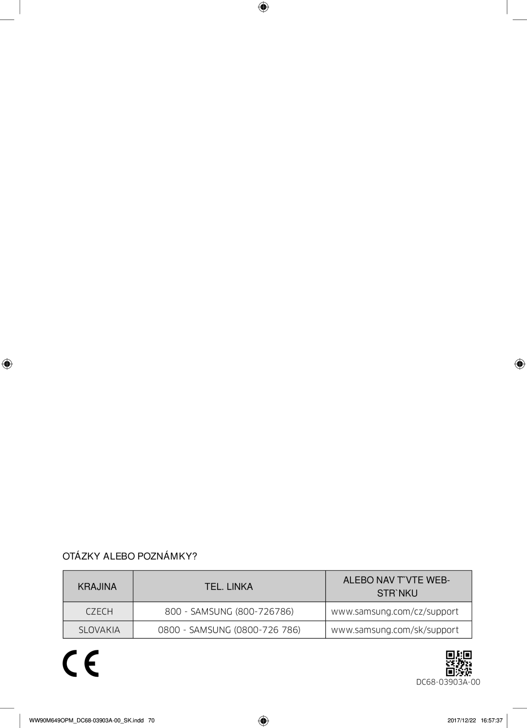 Samsung WW80M644OPW/ZE, WW90M649OPM/ZE manual Stránku 