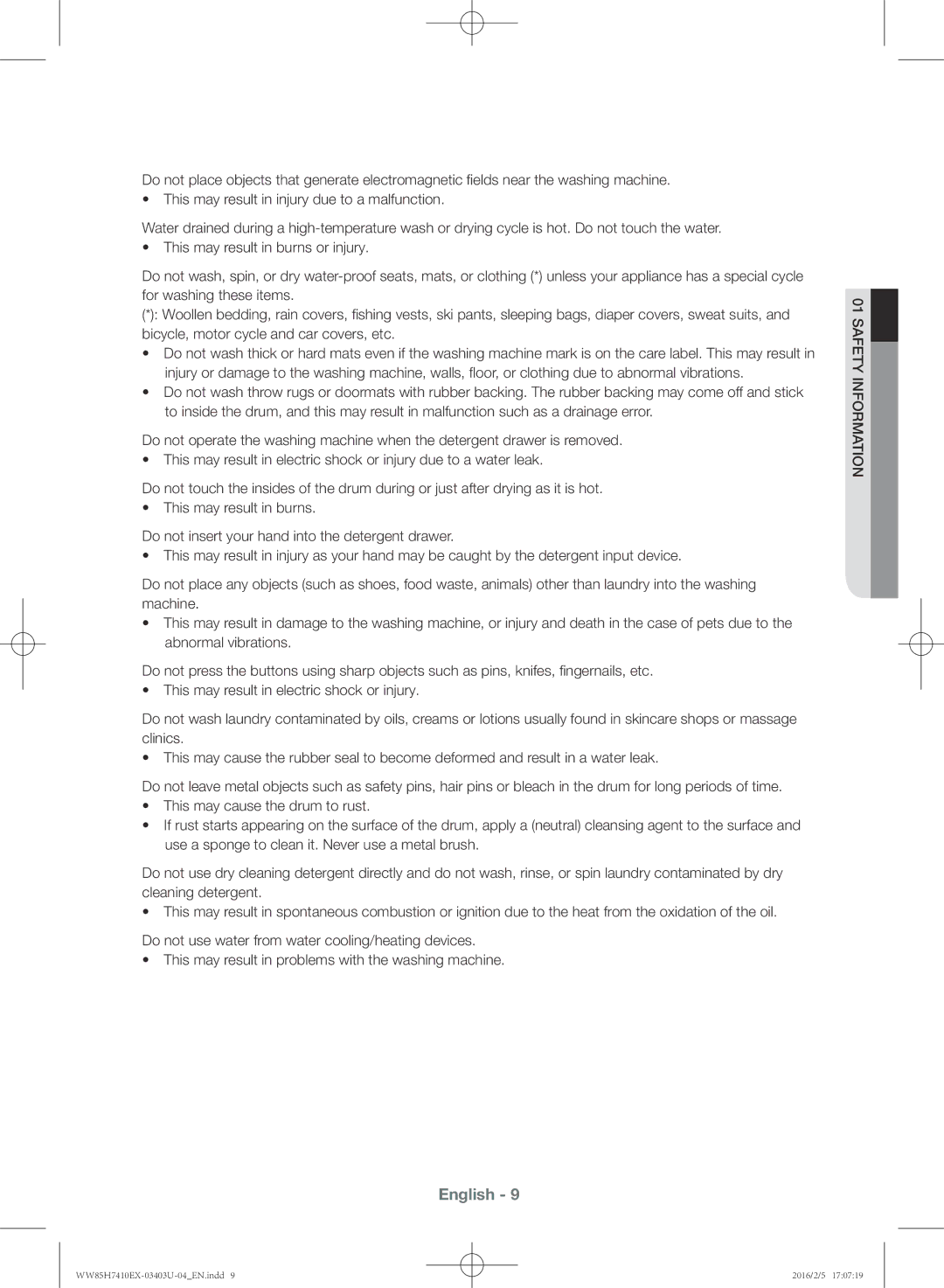 Samsung WW85H7410EX/YL manual English 