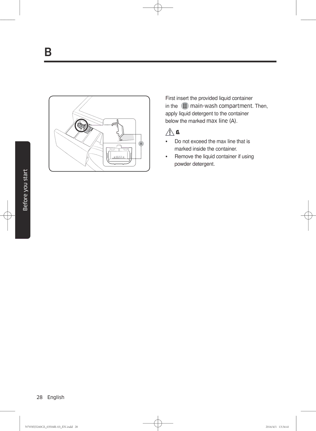 Samsung WW85J5260GS/YL manual Before you start 