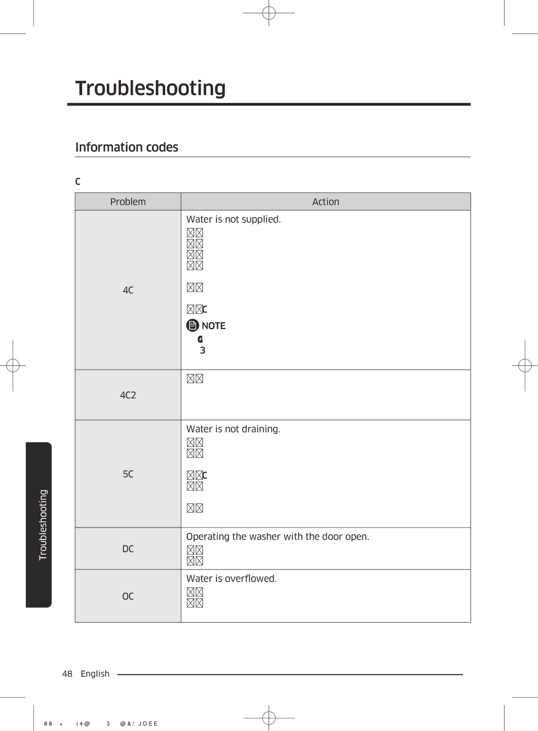 Samsung WW85J5260GS/YL manual Information codes 