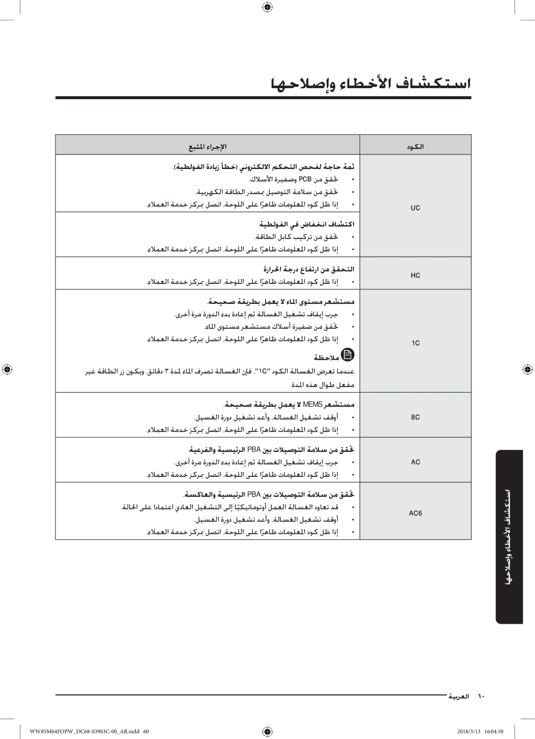 Samsung WW85M64FOPX/YL, WW85M64FOPW/YL manual AC6 