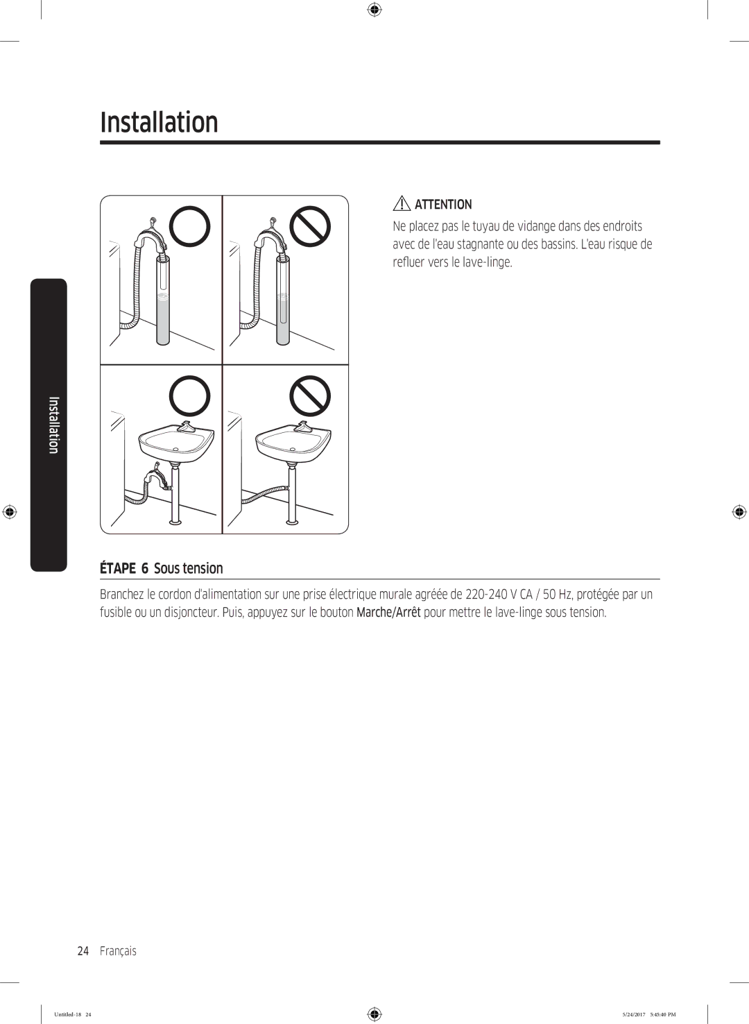 Samsung WW8EK6415SW/EF, WW80K6414QW/EF, WW90K6414QW/EF manual Étape 6 Sous tension 