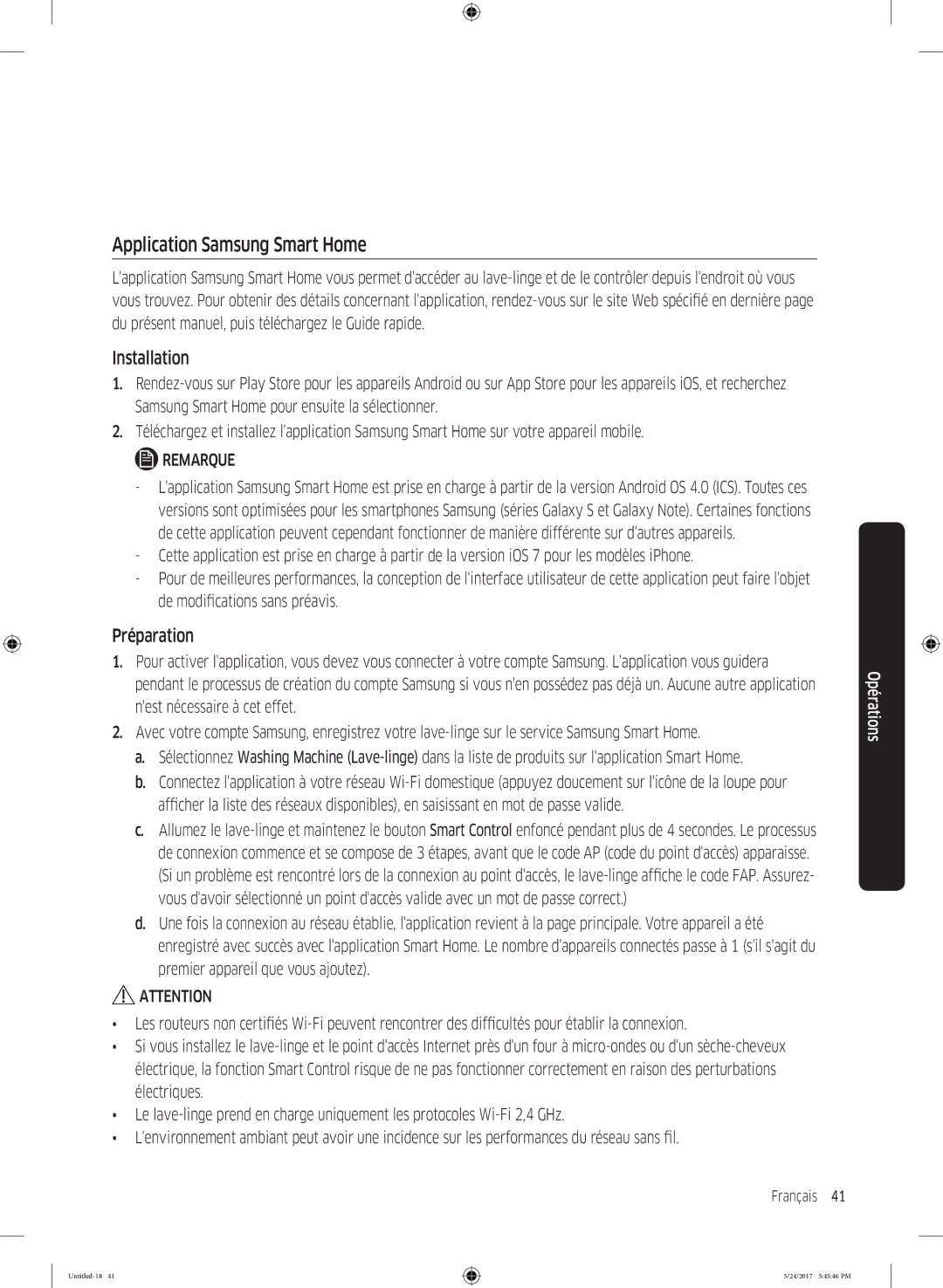 Samsung WW90K6414QW/EF, WW8EK6415SW/EF, WW80K6414QW/EF manual Application Samsung Smart Home, Préparation 