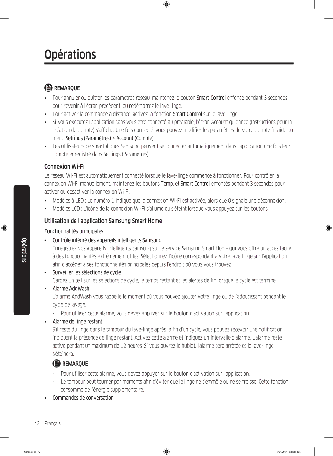 Samsung WW8EK6415SW/EF, WW80K6414QW/EF, WW90K6414QW/EF manual Connexion Wi-Fi, Utilisation de lapplication Samsung Smart Home 