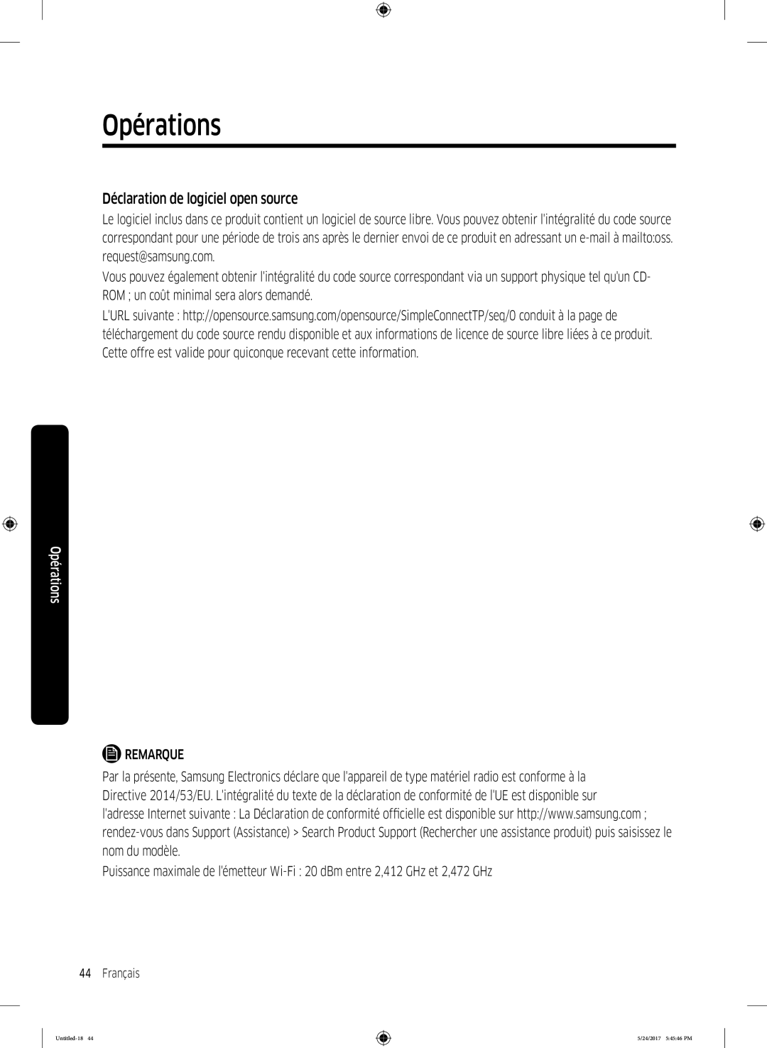 Samsung WW90K6414QW/EF, WW8EK6415SW/EF, WW80K6414QW/EF manual Déclaration de logiciel open source 