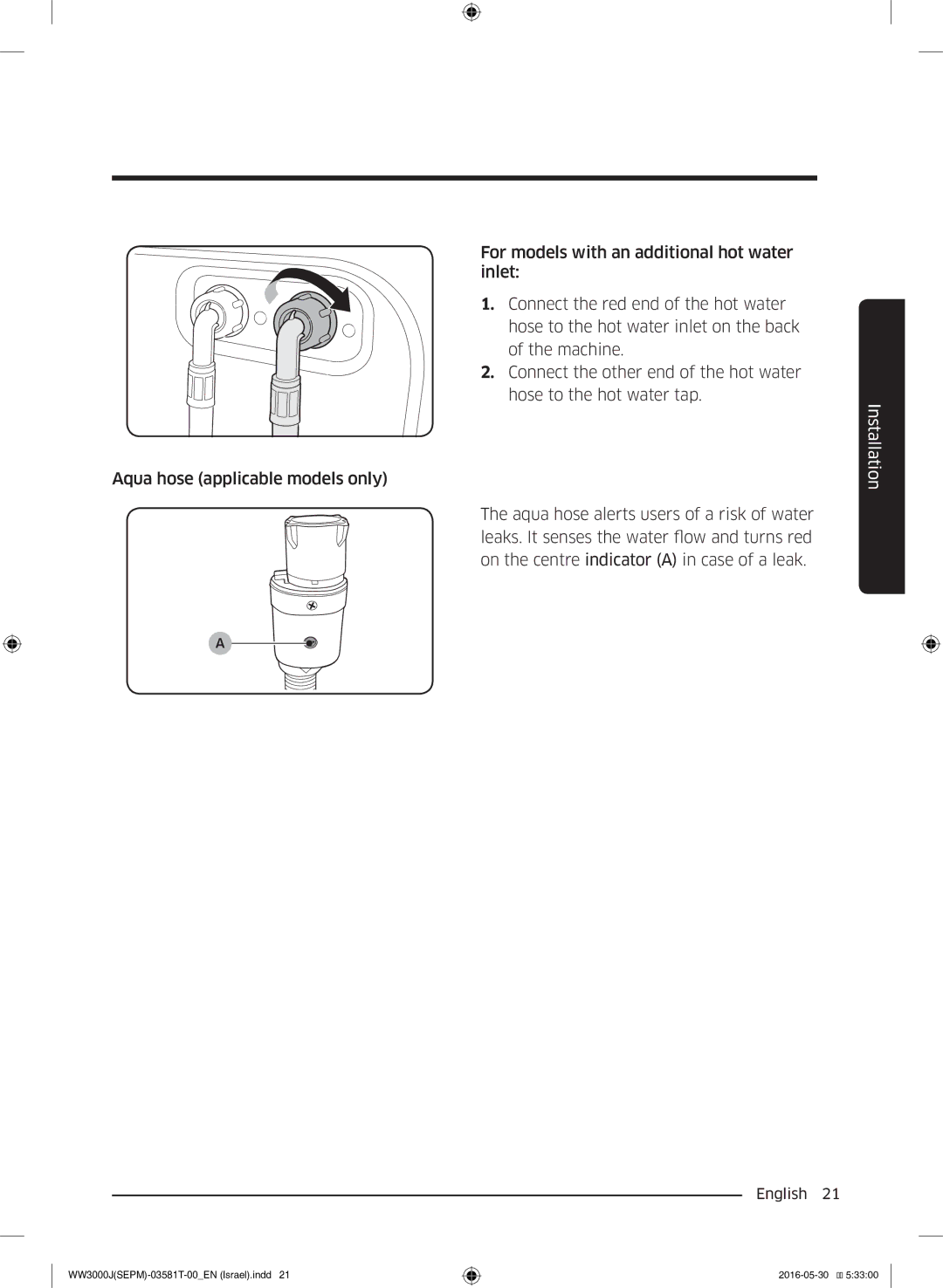 Samsung WW8SJ3283KW/KJ manual Installation 