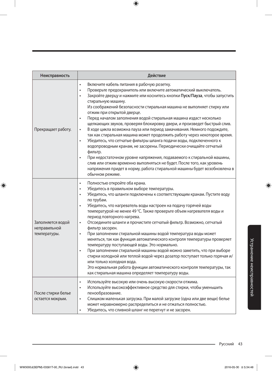 Samsung WW8SJ3283KW/KJ Включите кабель питания в рабочую розетку, Стиральную машину, Прекращает работу, Фильтр, По трубам 