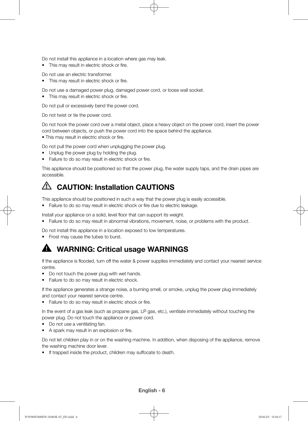 Samsung WW90H7600EW/EE, WW90H7400EW/EE, WW80H7400EW/EE, WW80H7600EW/EE manual English 