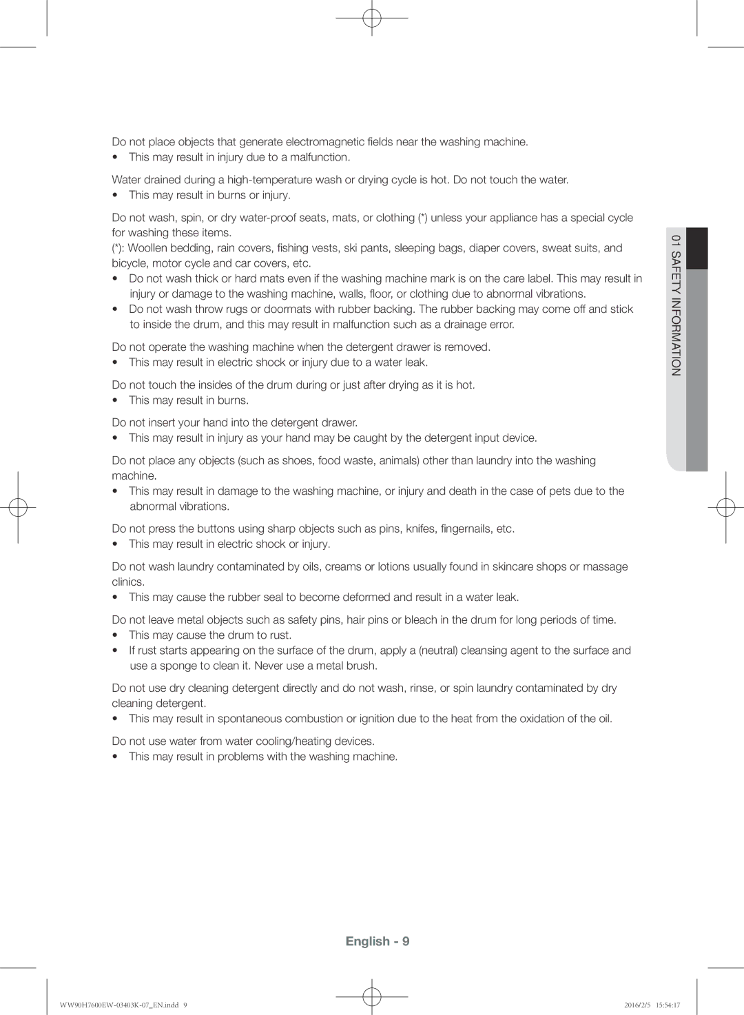 Samsung WW80H7400EW/EE, WW90H7400EW/EE, WW90H7600EW/EE, WW80H7600EW/EE manual English 