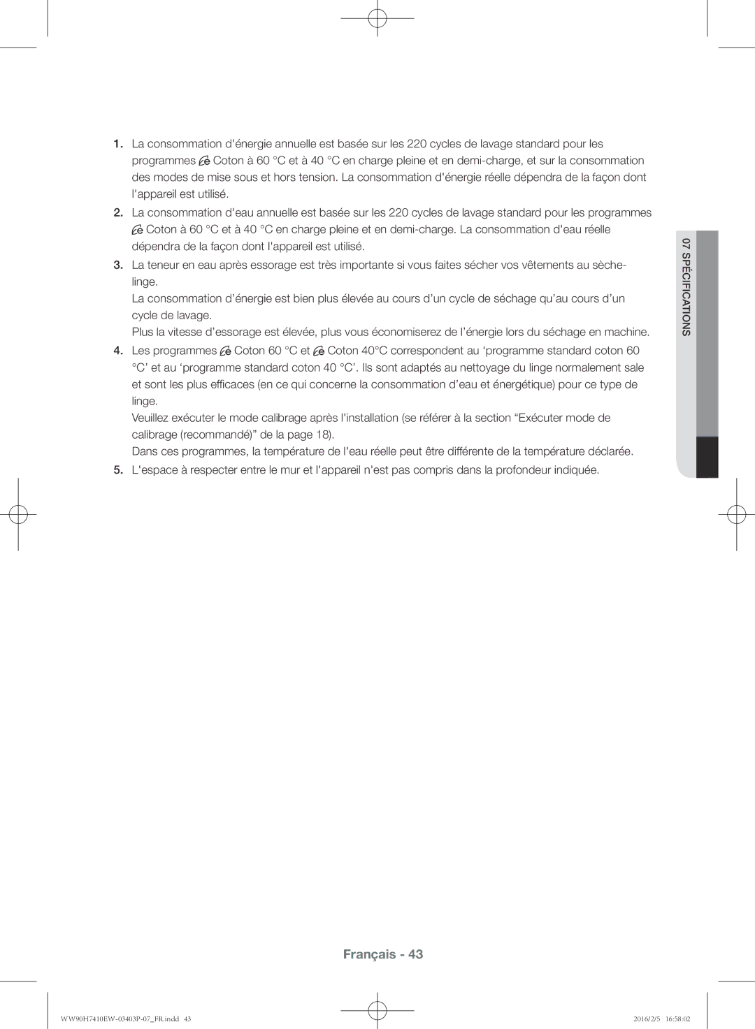 Samsung WW90H7410EW/EF manual Français 