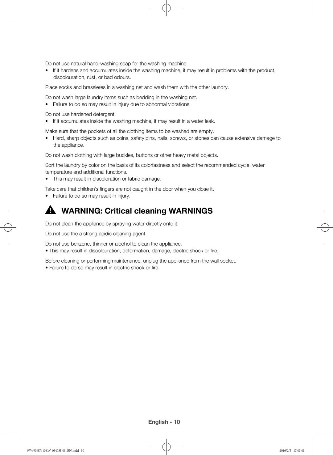 Samsung WW90H7410EW/KJ manual English 