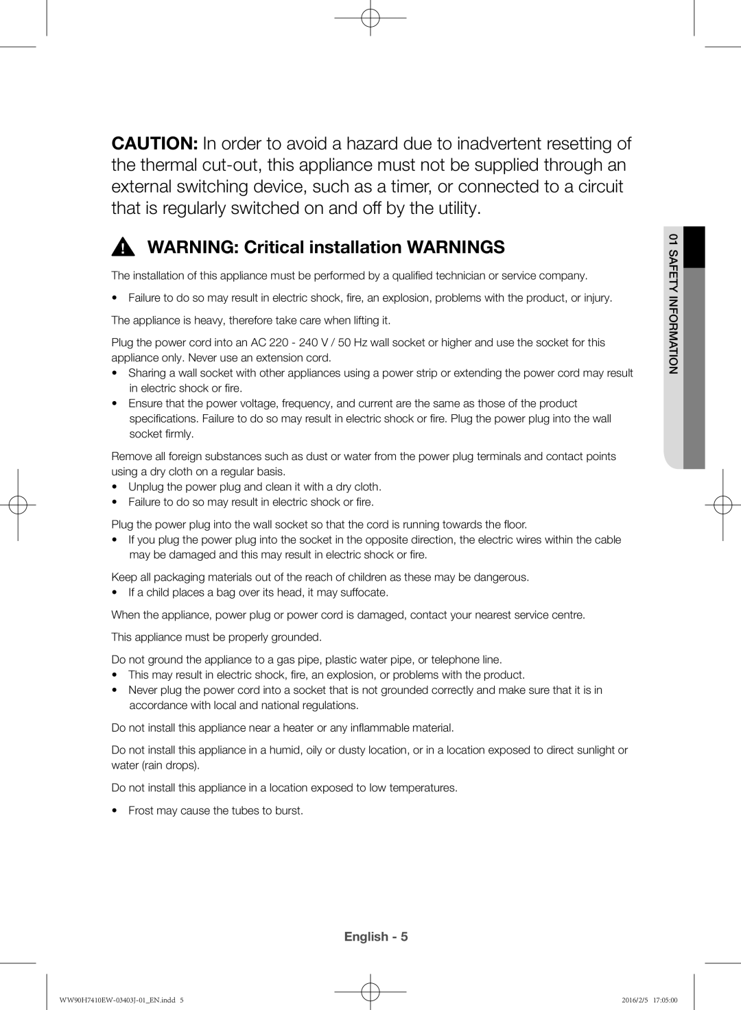 Samsung WW90H7410EW/KJ manual English 