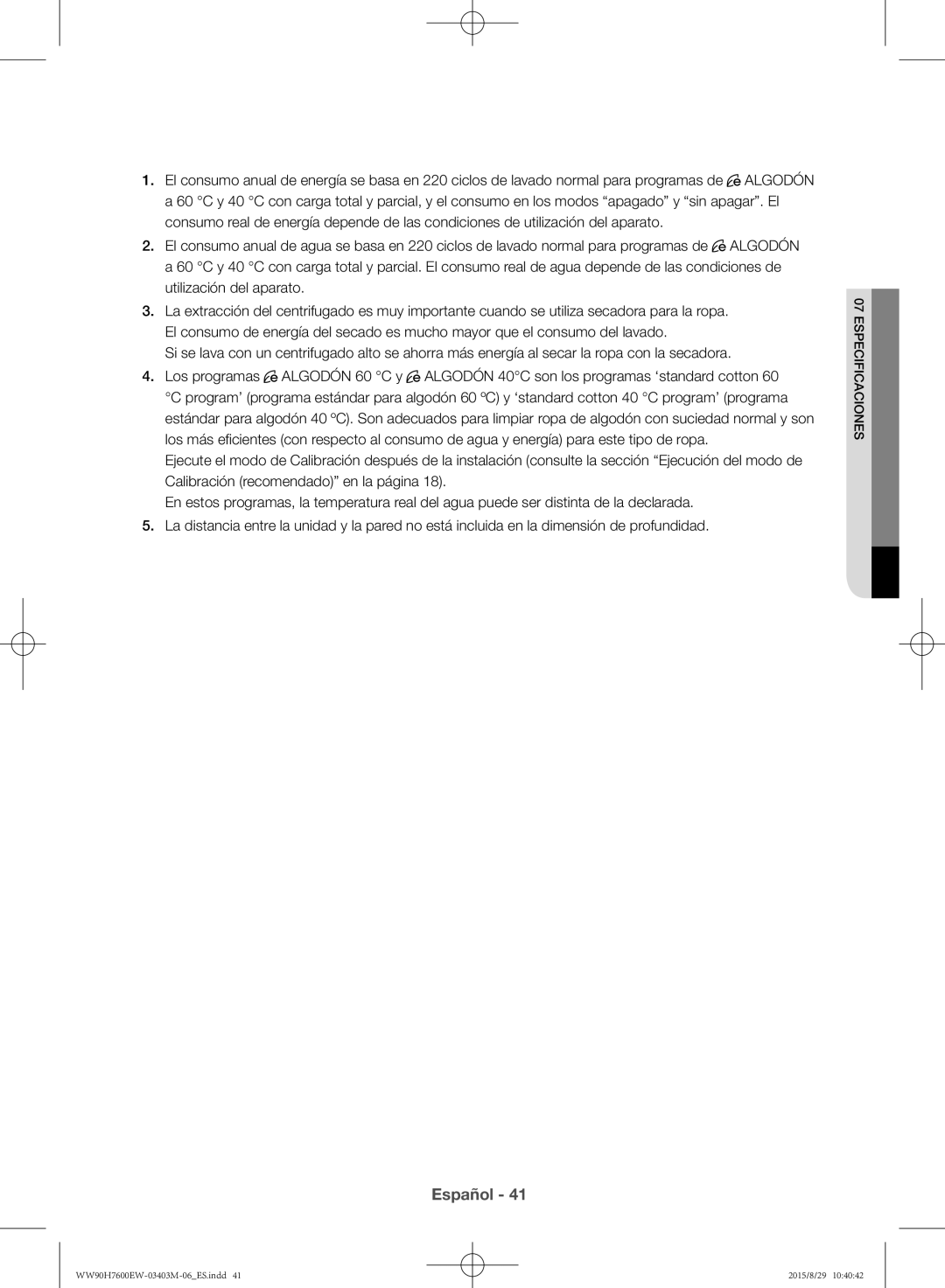 Samsung WW90H7610EW/EC manual Español 