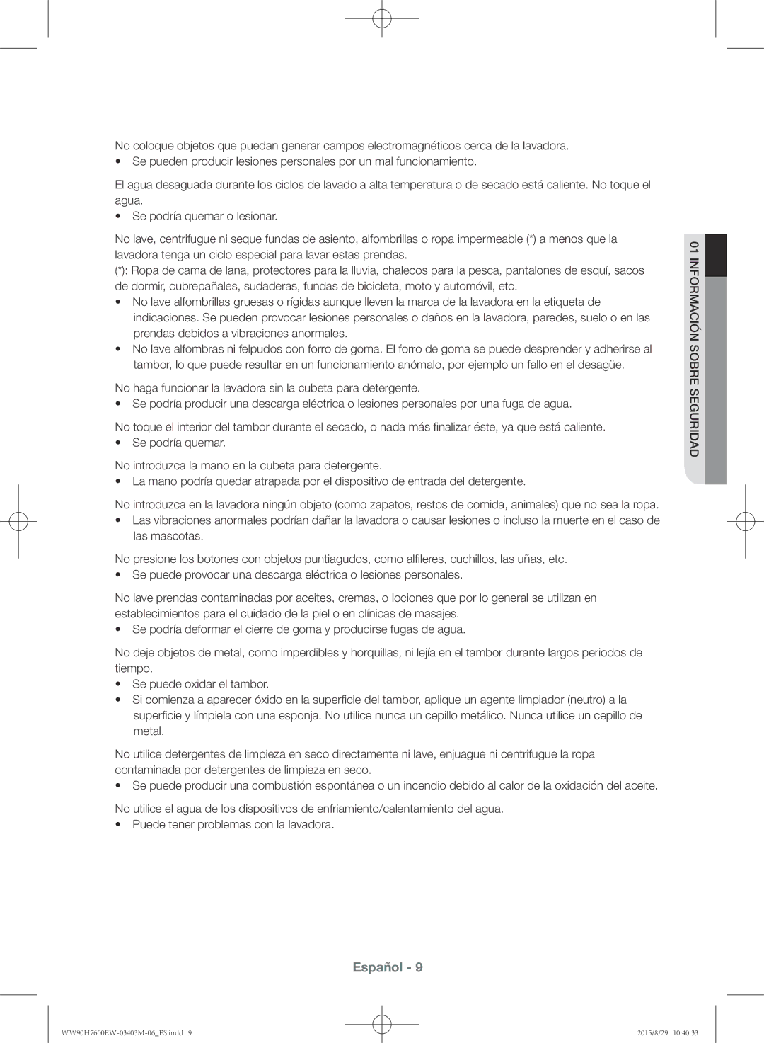 Samsung WW90H7610EW/EC manual Metal 